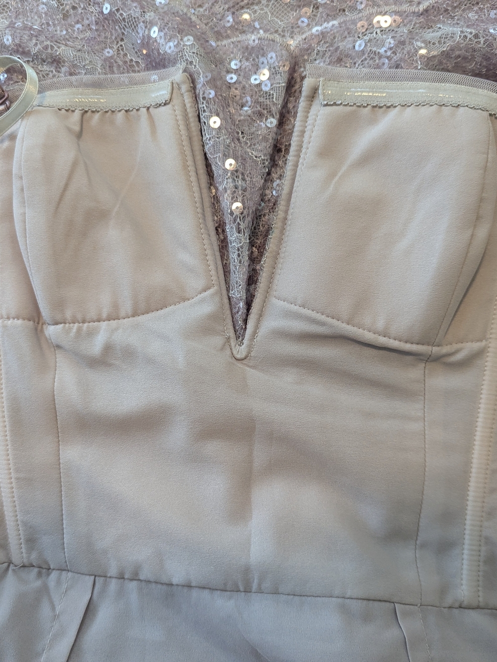 BCBGMaxAzria Smoky Lavender Lace & Sequin Off-Shoulder Mini Dress - Picture 8 of 8